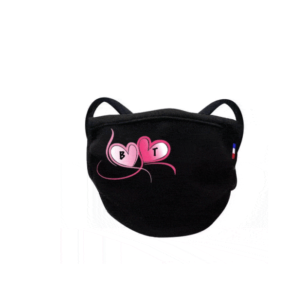 masque afnor noir double coeurs roses