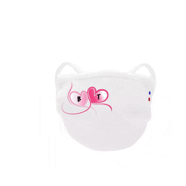 masque afnor blanc double coeurs roses