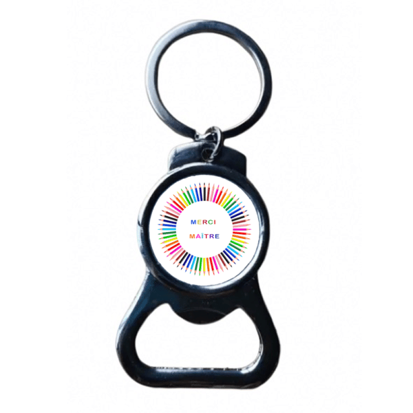 Cadeau à personnaliser de maître : porte clé décapsuleur "crayons merci maître"