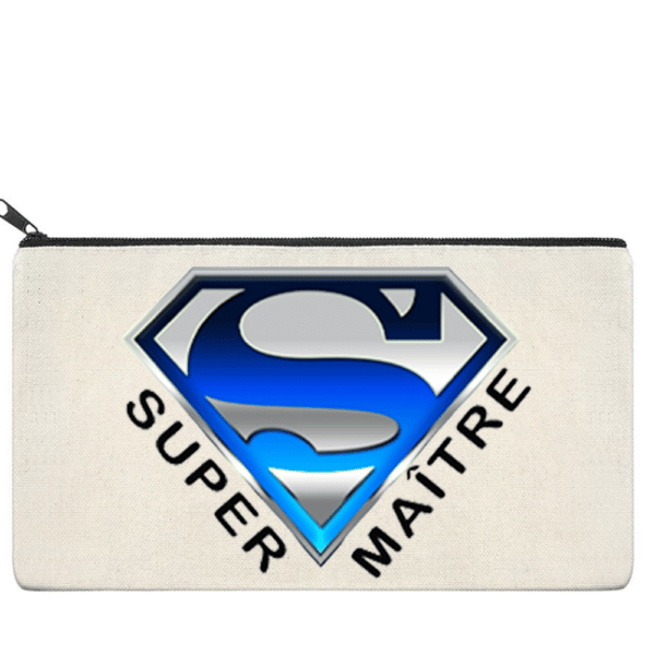 Cadeau personnalisé maître : Trousse en toile "super maître"
