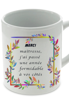 Tasse feuillage remerciement maîtresse