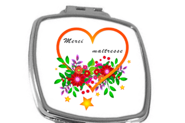 Miroir coeur fleuri maîtresse