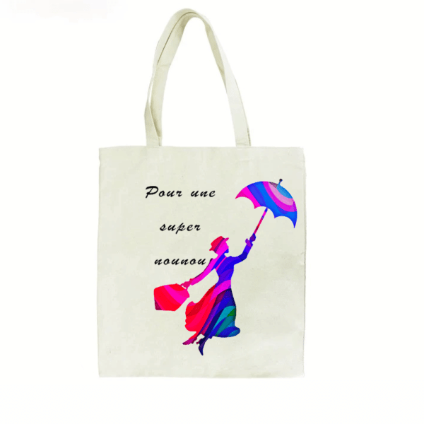 Idée de cadeau nounou : Sac en toile Mary Poppins "pour une super nounou"