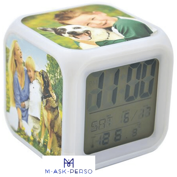 Réveil personnalisable 3 faces lumineux