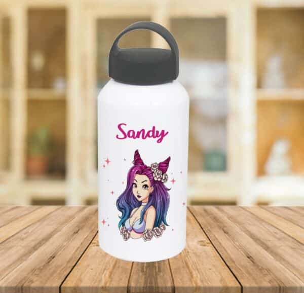 Gourde Femme Cheveux Violets - Prénom personnalisable