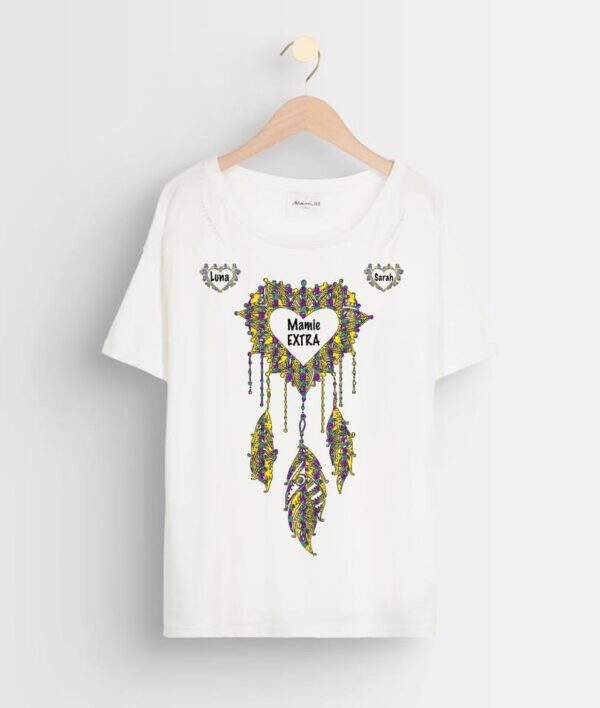 T-Shirt fête des grands-mères attrape coeur avec prénoms (jusqu'à 8 prénoms)