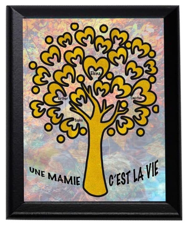 Cadre arbre de vie Une mamie c'est la vie (jusqu'à 20 prénoms) – Image 2