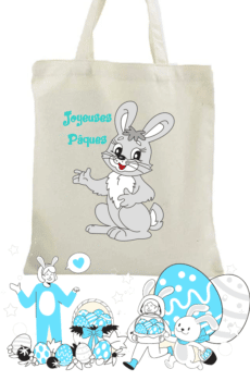 tote bag Lapin Gris Joyeuse Pâque