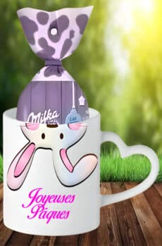 Idée de cadeau personnalisé pour pâques : Mug lapin Rose