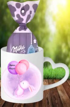 Cadeau original pour pâques : MUG lapin ballons