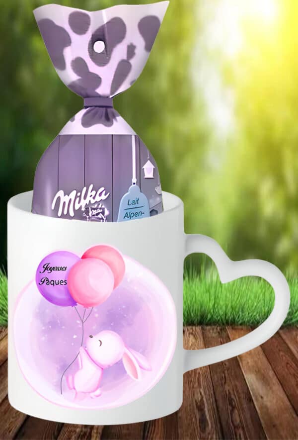 Cadeau original pour pâques : MUG lapin ballons