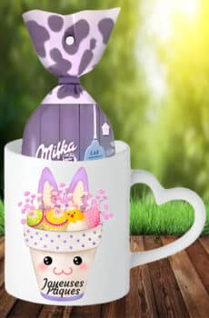 Mug Personnalisé Pâques : Lapin Pot Rose