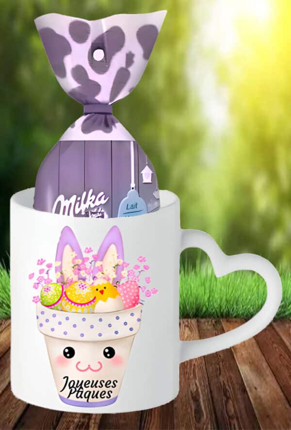 Mug Personnalisé Pâques : Lapin Pot Rose