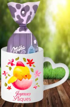 Pâques idée cadeau : Mug poussin fleur