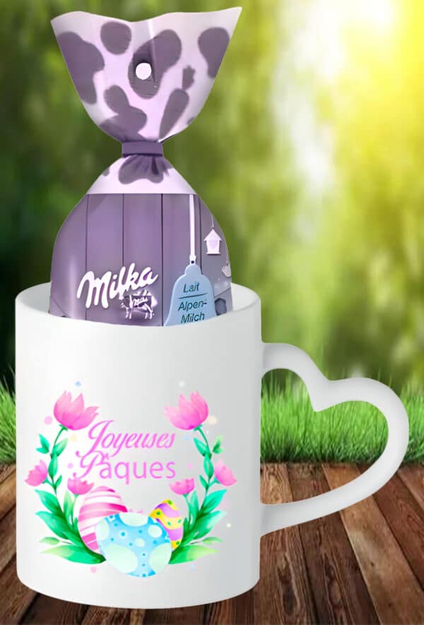 Cadeau pâques original : Mug fleurs oeufs