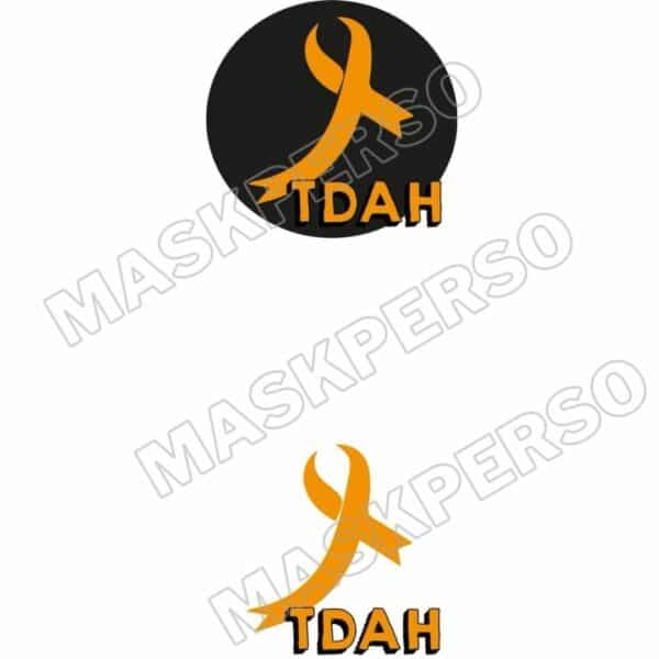 porte clés ruban TDAH orange sur fond noir – Image 2