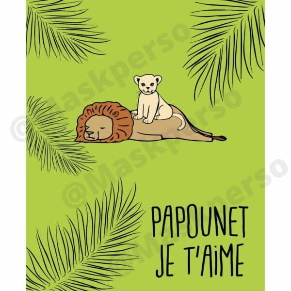 cadre Papounet je t'aime Lion et son Lionceau