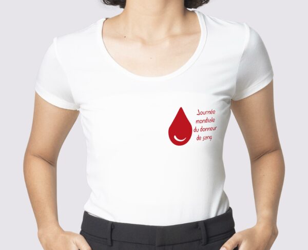 T-Shirt Blanc journée mondiale du donneur de sang – Image 2