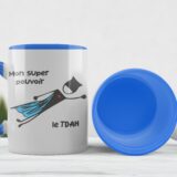 Tasse bleu  j'ai un super pouvoir le TDAH noir et bleu