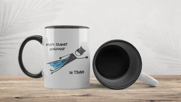 Tasse j'ai un super pouvoir le TDAH noir et bleu