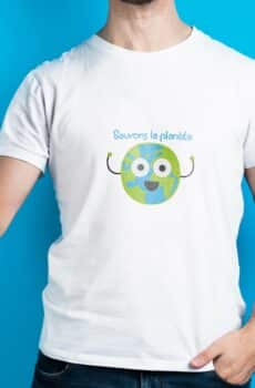 T-Shirt Blanc sauvons la planète journée de l'environnement