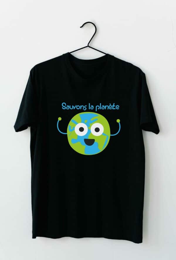 T-shirt personnalisable noir sauvons la planète – Image 3