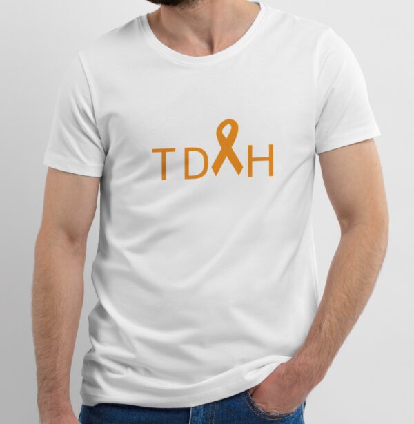 T-Shirt Blanc TDAH couleur orange