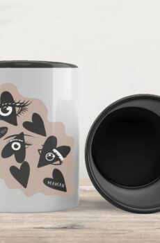 Tasse coeur bonne fête maman Noire