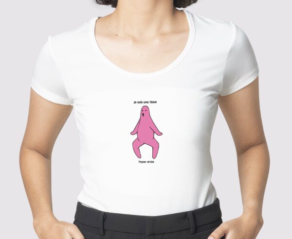 T-Shirt Blanc je suis une TDAH rose