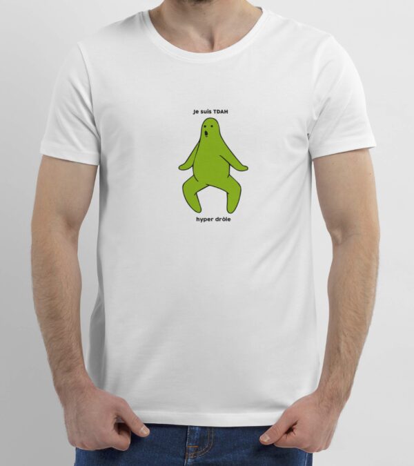 T-Shirt Blanc je suis TDAH vert