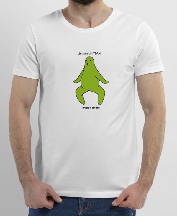 T-Shirt Blanc je suis un TDAH vert