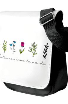 Sac bandoulière meilleure maman du monde fleurie