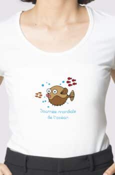 T-Shirt Blanc poisson  journée mondiale de l'océan