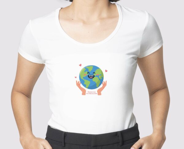 T-Shirt Blanc prenons soin de notre planète – Image 3