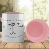 Tasse maman je t'aime grand comme ça rose