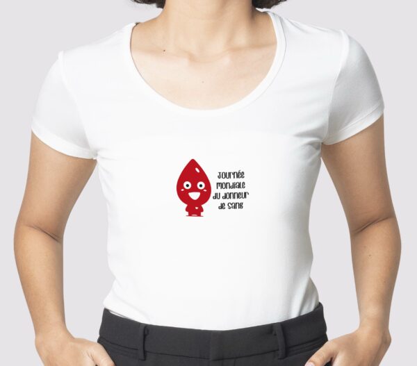 T-SHIRT blanc don du sang journée mondiale – Image 3