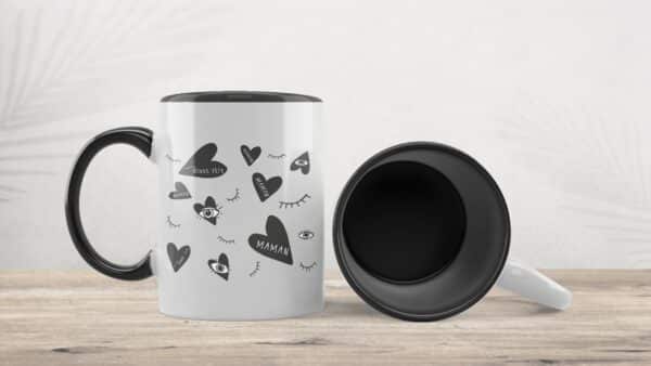 Tasse bicolore noir Coeur