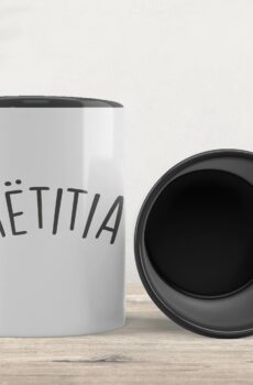 Tasse bicolore noir Prénom