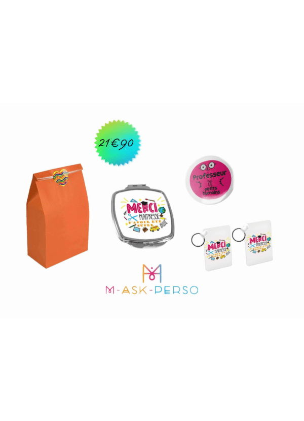 Lot merci maîtresse porte clés, badge, miroir