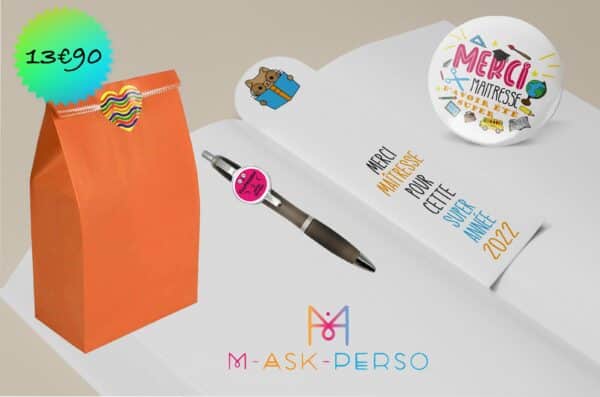 Lot merci maîtresse marque pages, stylo, badge