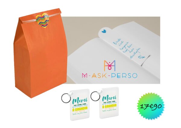 Cadeau personnalisable maître : Pack merci maître (marque-pages, porte-clés)