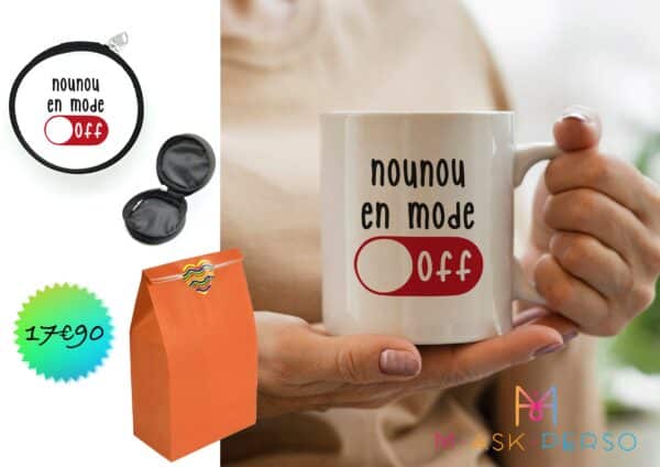 Objet personnalisable de merci pour nounou : Lot merci nounou mug et porte monnaie