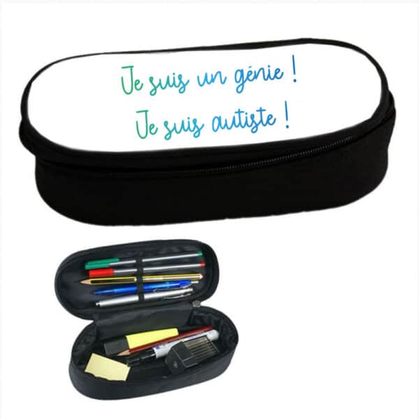 Idée pour cadeau autiste : Trousse "je suis un génie je suis autiste" (bleu)