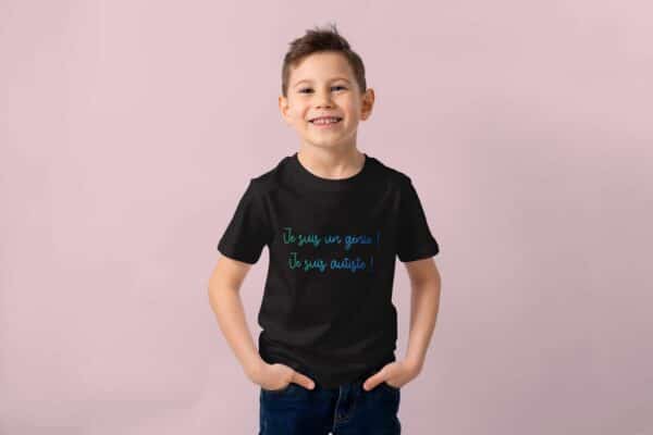 Cadeau personnalisé pour le TSA : T-Shirt Noir "je suis un génie je suis autiste"