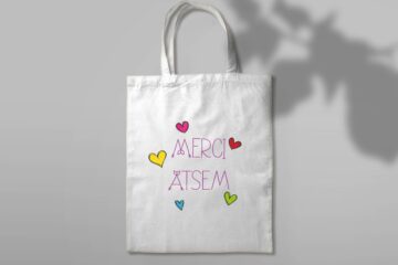 Sac en toile merci ATSEM (cœurs)