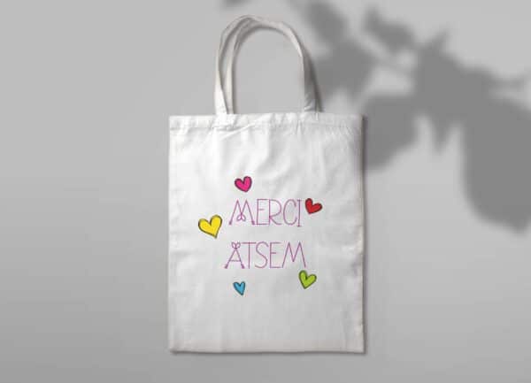 Sac en toile merci ATSEM (cœurs)