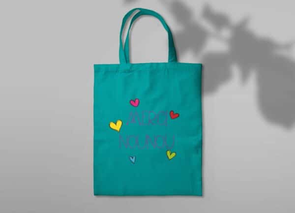 Objet personnalisable merci de nounou : tote bag turquoise "merci nounou"