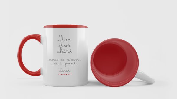 Tasse bicolore rouge mon avs chéri