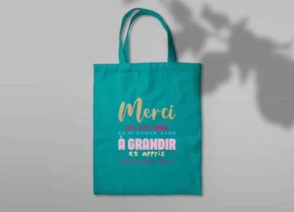 Totebag turquoise : Merci mon AVS chérie