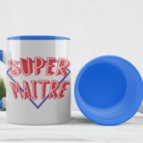 Objet personnalisable merci maître : Tasse bicolore bleue "super maître"